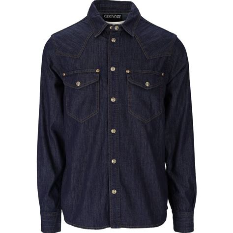 guida taglie versace jeans camicie|Camicia in denim sfrangiato .